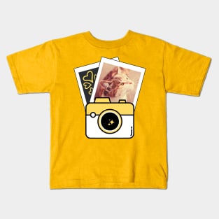 Polaroid Cat Fuzzy Photo Frame Kids T-Shirt